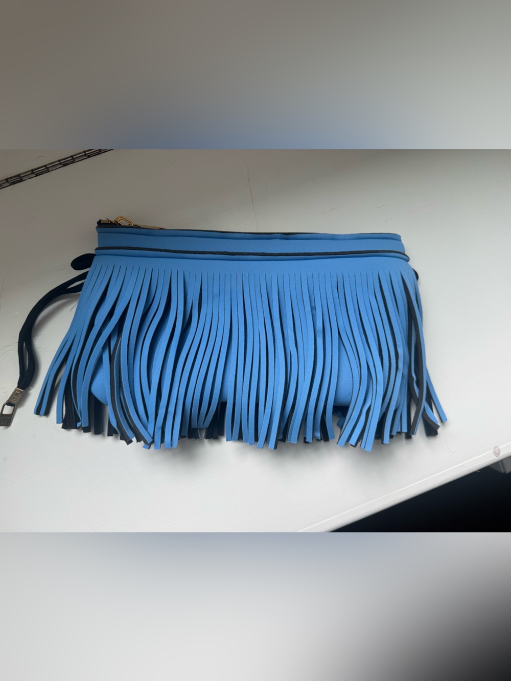 Save My Bag Neoprene Fringe Clutch in Sky Blue